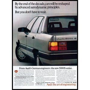 1984 Audi 5000 S Luxury Sports Sedan Vintage Print Ad Side Taillight Wall Art